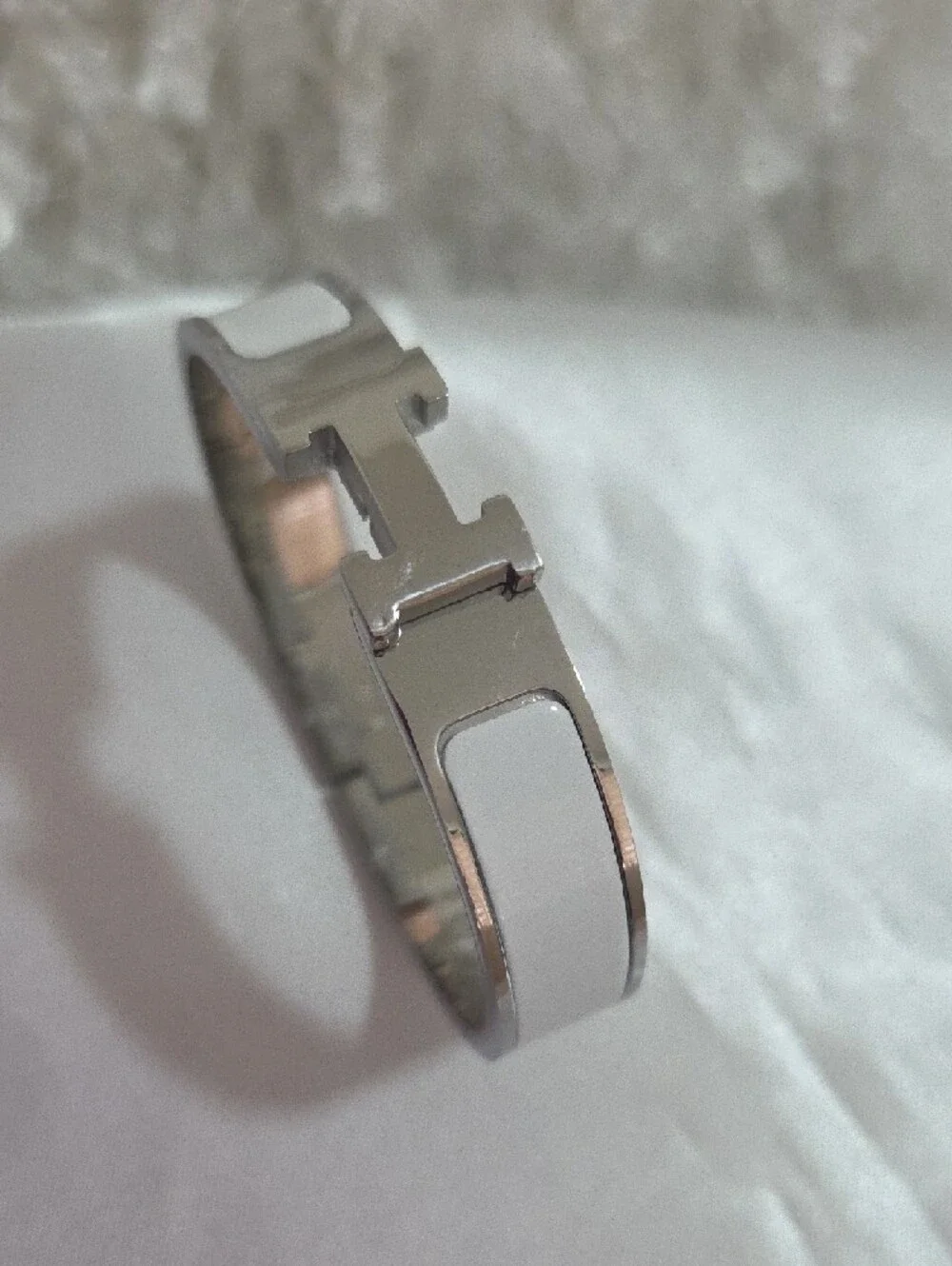 Enamel Hinge Click H Silver Colorful Bangle Bracelets